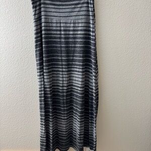 Striped Black and Gray Maxi Skirt